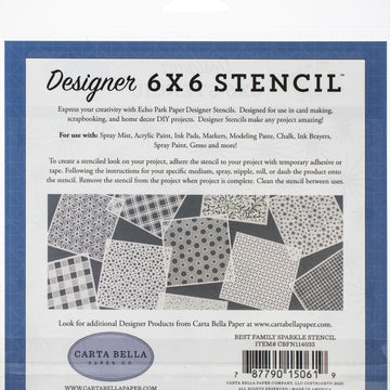 Echo Park Paper Carta Bella Stencil 6"X6" - Best Family, Family Night