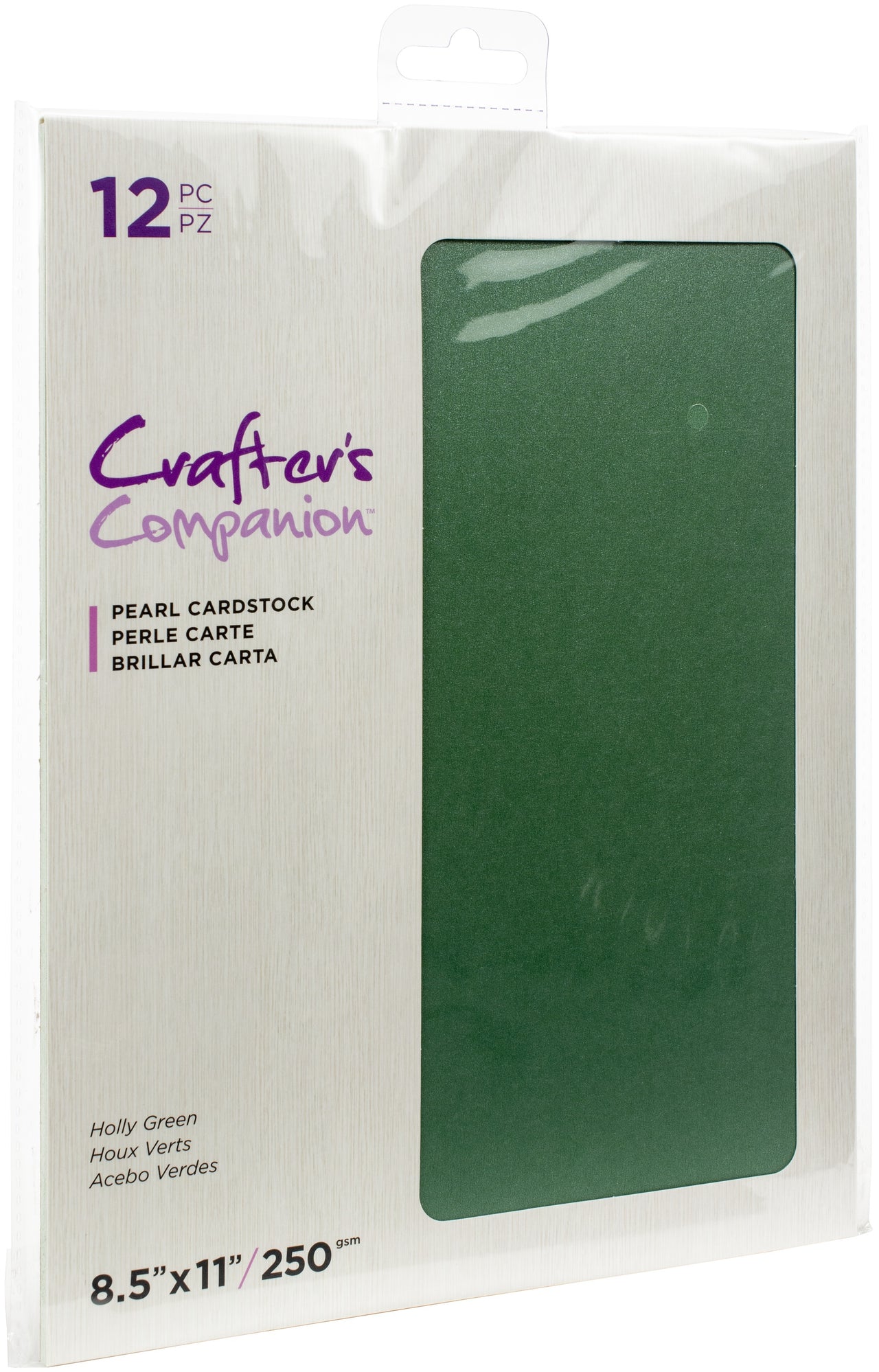 Crafter's Companion 8.5"X11" Pearl Cardstock 12/Pkg - Holly Green