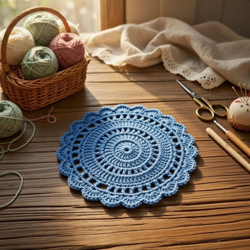 Silk Crochet Coaster Pattern | Elegant Round Motif PDF + Video Tutorial | Handmade Home Decor Gift