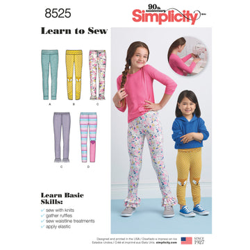 Simplicity Pattern 8525 Child's and Girls' Knit Leggings 8525 - Sewing Pattern