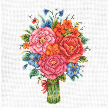 Creative World of Crafts Summer Bouquet Cross Stitch Kit - 17cm x 21cm