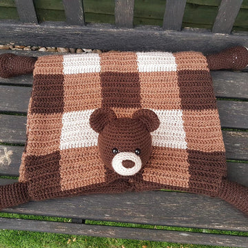 3in1 Woodland Bear Folding Baby Blanket Toy Lovey