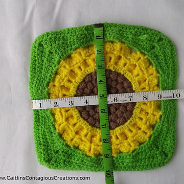 Crocodile Stitch Sunflower Square