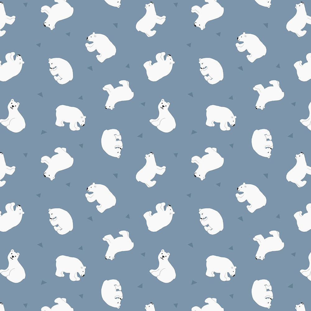 Lewis & Irene Small Things... Polar Animals - Polar Bears on Light Denim