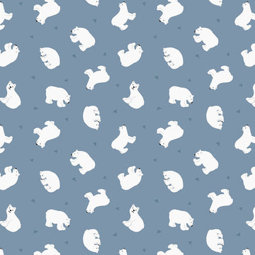 Lewis & Irene Small Things... Polar Animals - Polar Bears on Light Denim