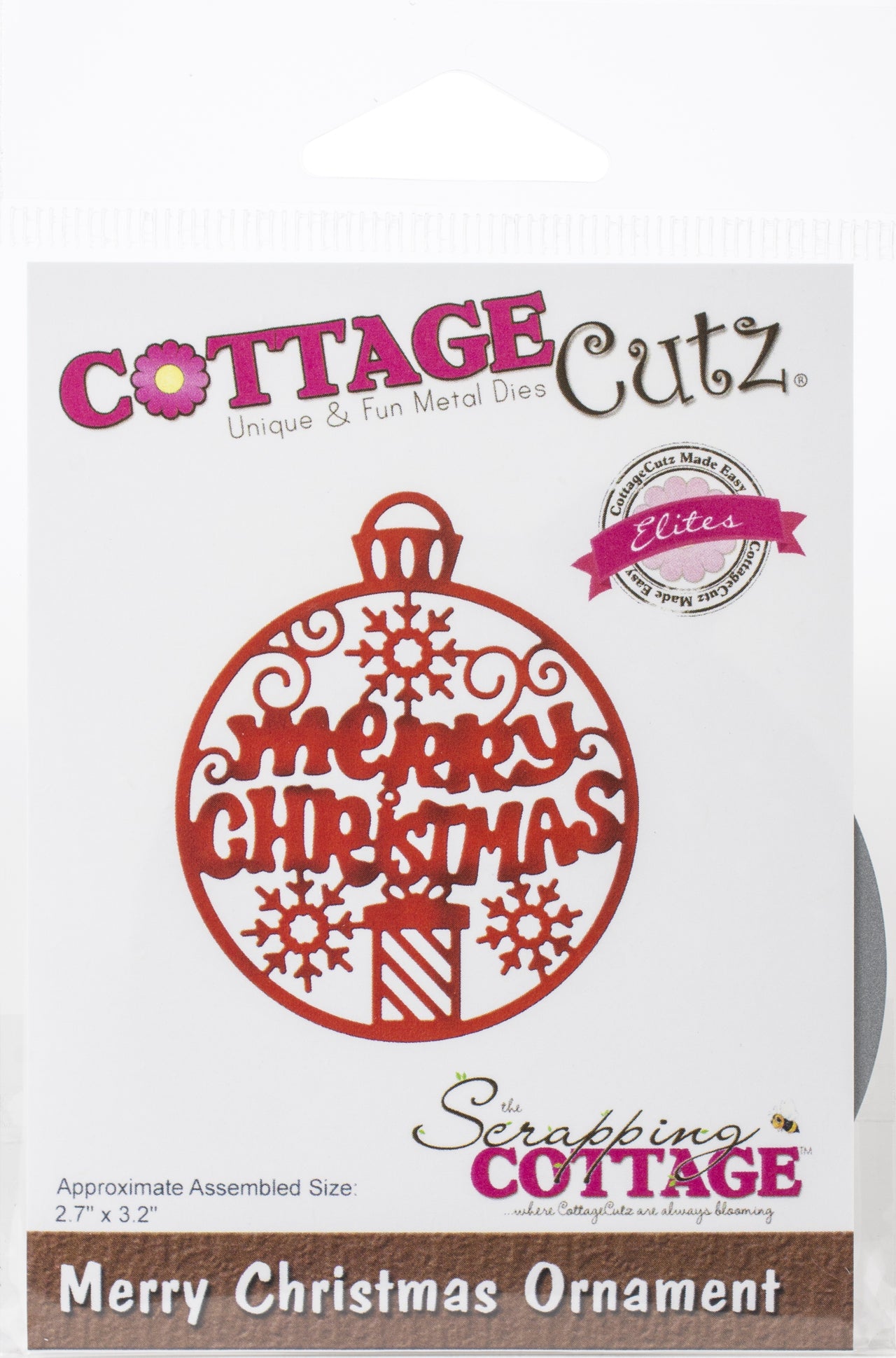 CottageCutz Elites Die - Merry Christmas Ornament, 2.7"X3.2"