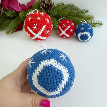 Red X Blue O Christmas ball ornament