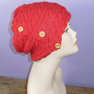 Sideways Button Up Cable Slouch Hat