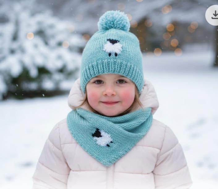 Chunky Sheep Hat and Scarf