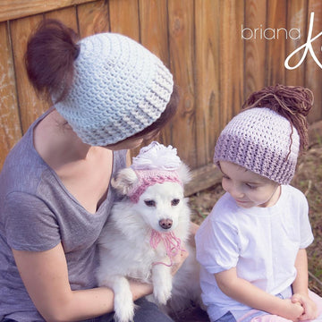 Messy Bun Pony Tail Hat + Puppy
