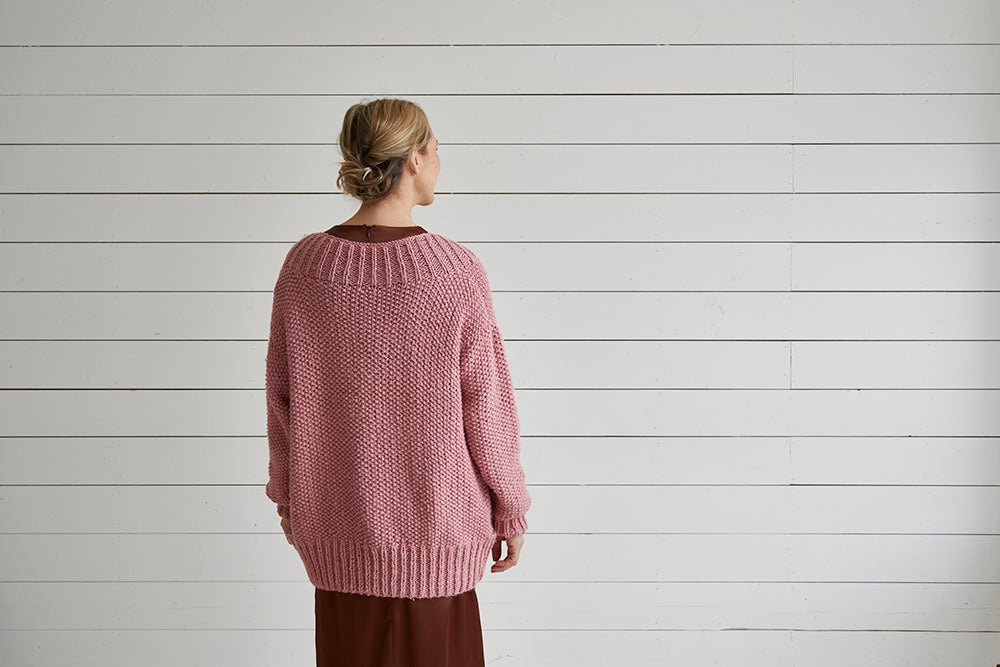 Moss Stitch Jacket with Deep Rib Bands - Knitting Pattern For Women in Debbie Bliss Dulcie by Debbie Bliss