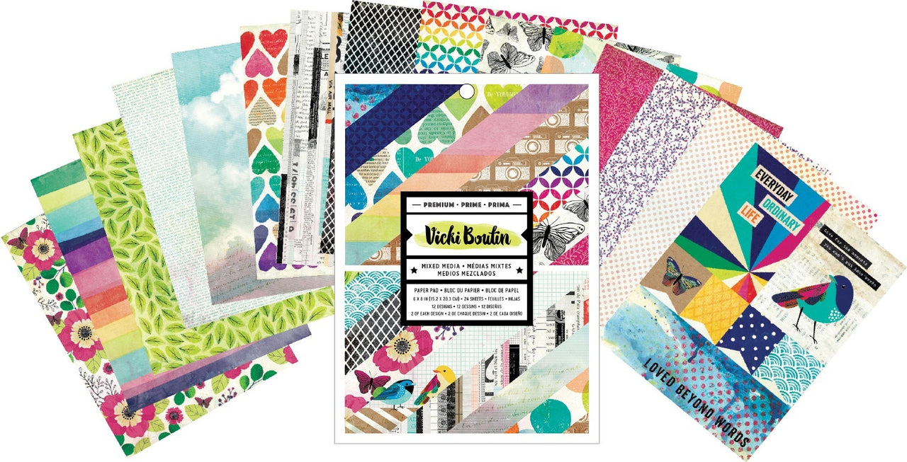 American Crafts Single-Sided Paper Pad 6"X8" 24/Pkg - Color Kaleidoscope, 24 Designs/1 Each