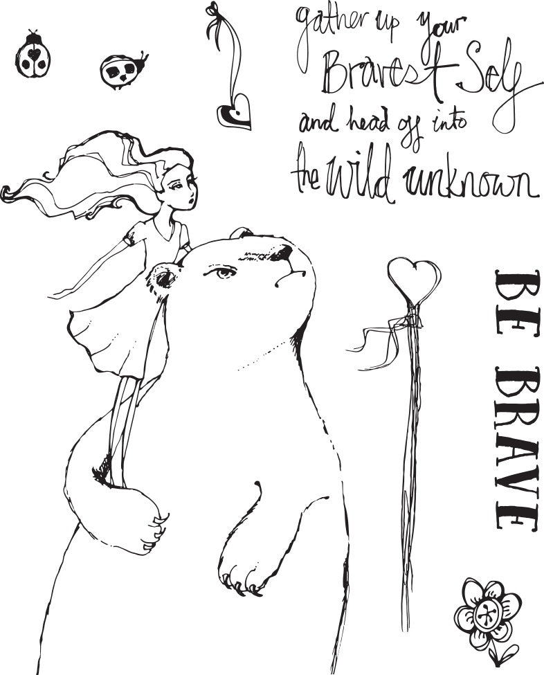 Spellbinders Jane Davenport Whimsical & Wild Collection Clear Stamps Set - Brave Bear