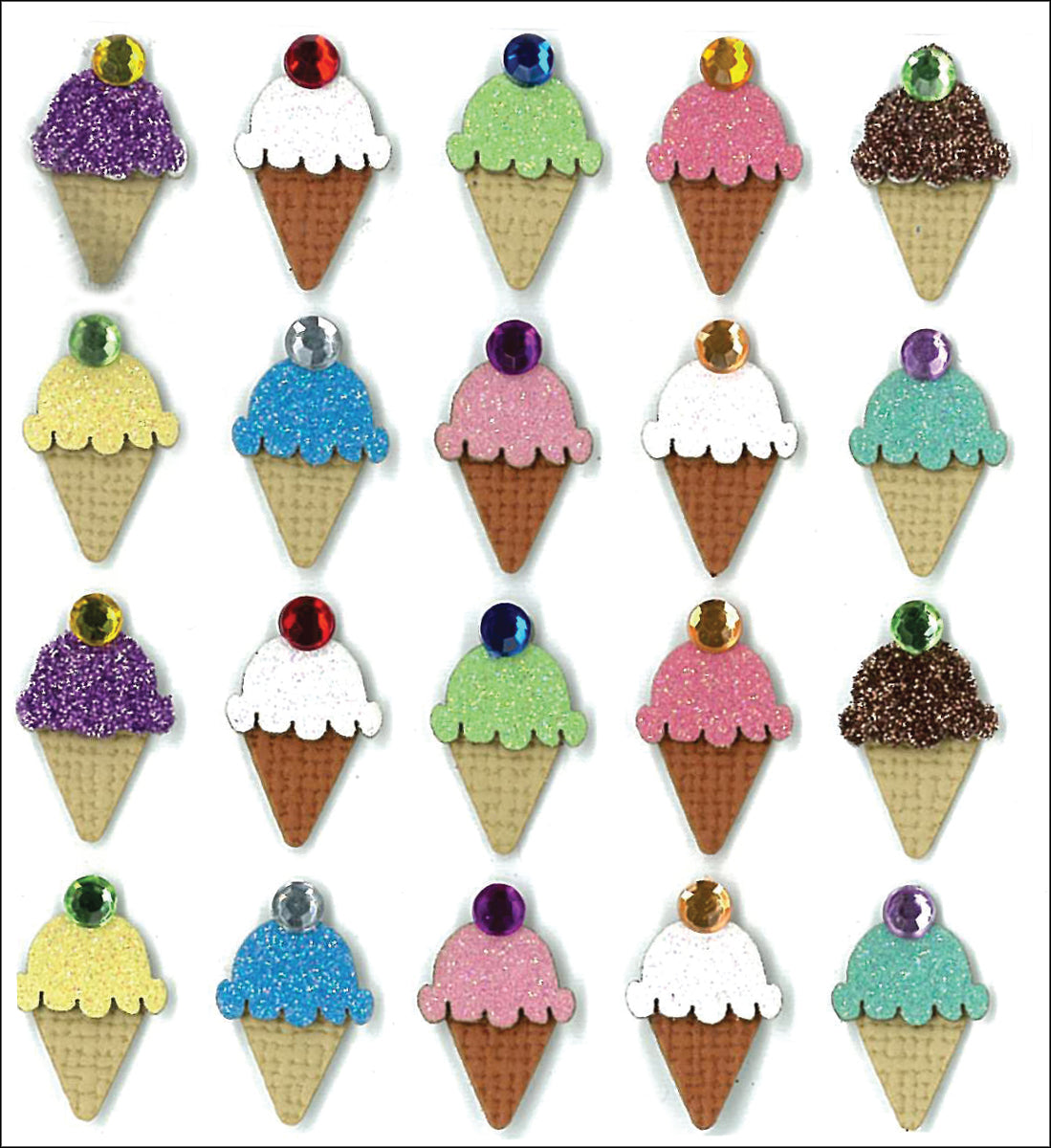 Jolee's Cabochon Dimensional Repeat Stickers - Ice Cream