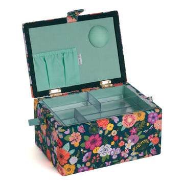 Hobbygift Floral Garden Embroidered Medium Sewing Box