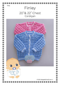 Finley Unisex Baby Cardigan knitting pattern 20 & 22" chest size