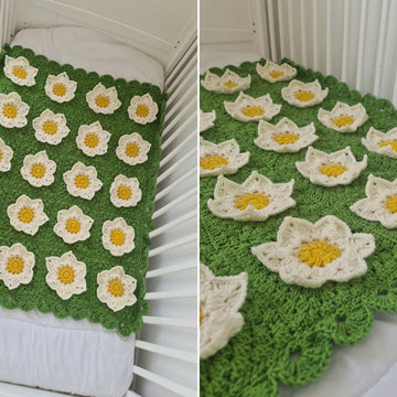 White Waterlily Baby Blanket Afghan