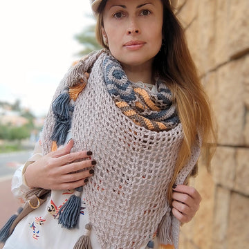 Maruv crochet boho shawl with tassels