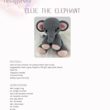 Meet Our Adorable Ellie the Elephant Amigurumi Pattern – Available in English and Portuguese