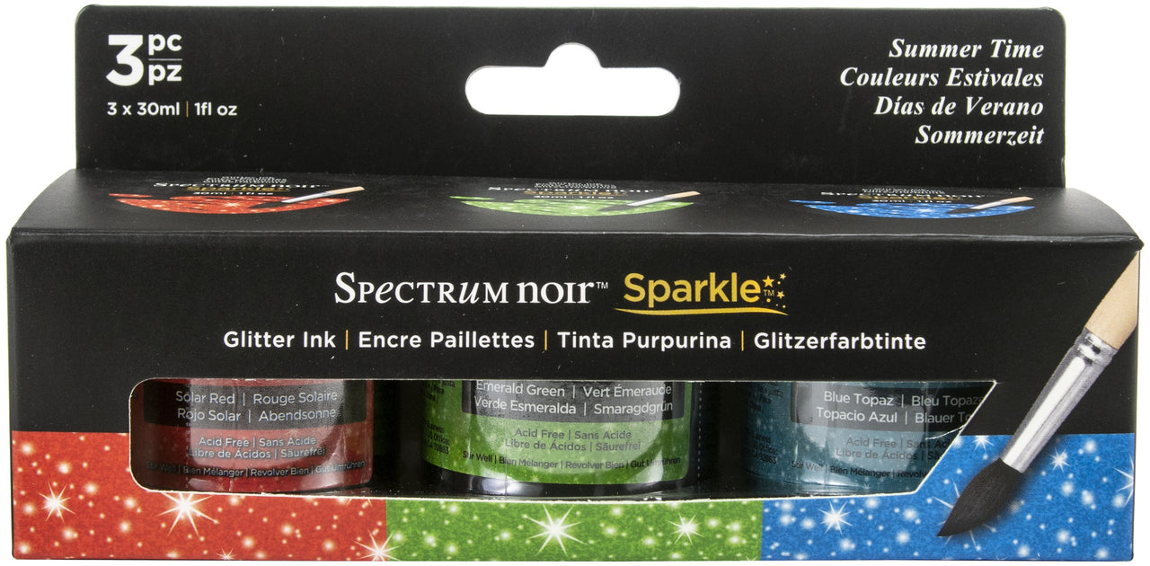 Crafter's Companion Spectrum Noir Sparkle Glitter Inks 1oz 3/Pkg - Summer Time