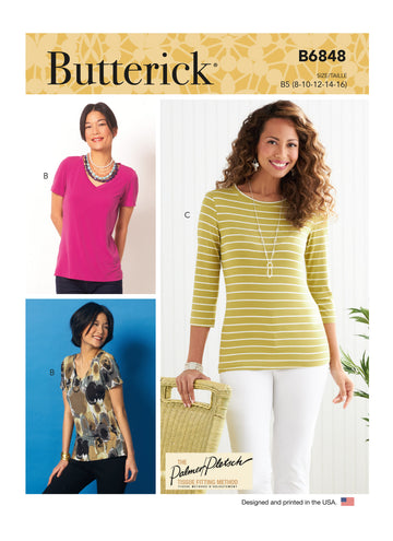 Butterick Misses' T-Shirts & Tank Top B6848 - Sewing Pattern