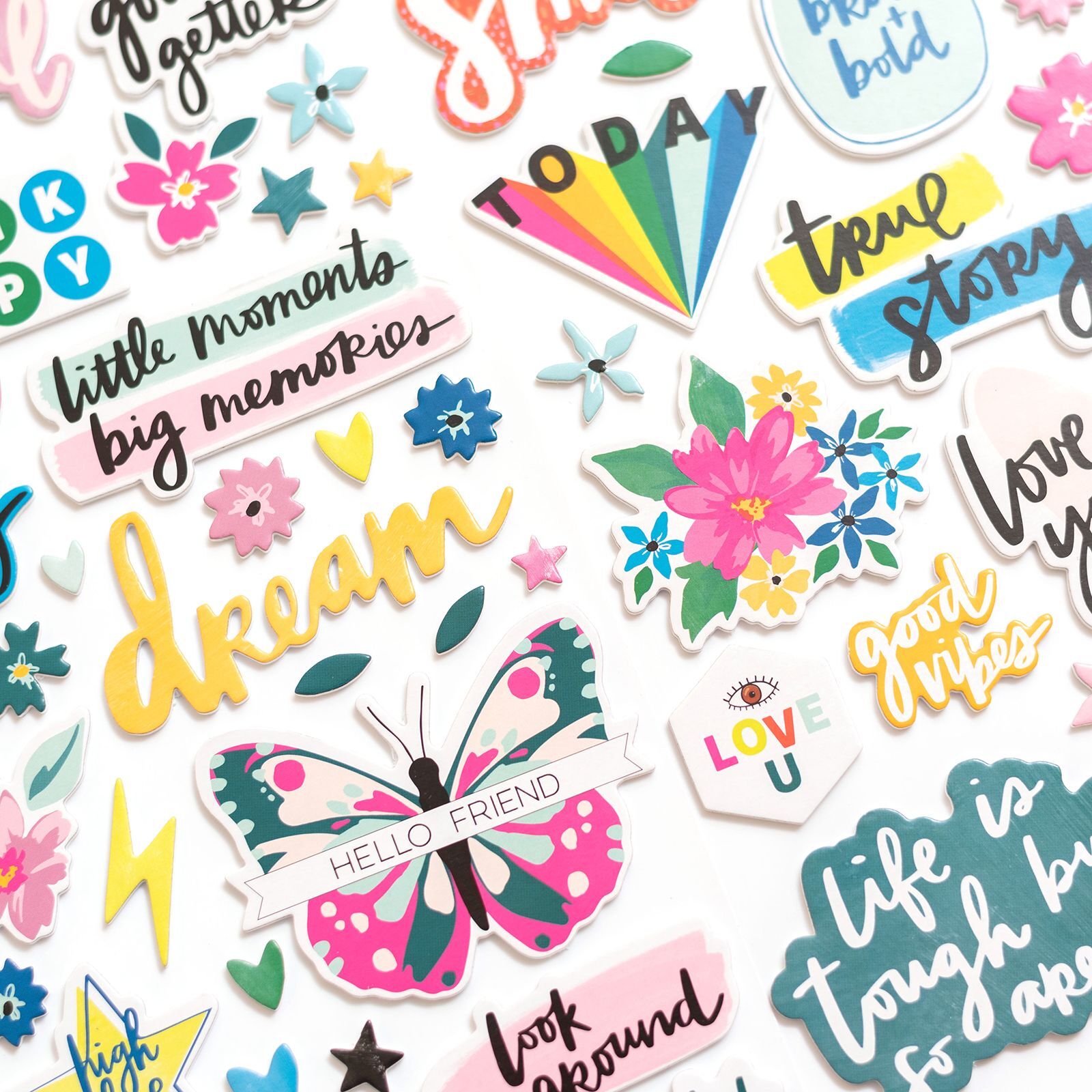 American Crafts Amy Tangerine - Brave + Bold Thickers Stickers Phrases