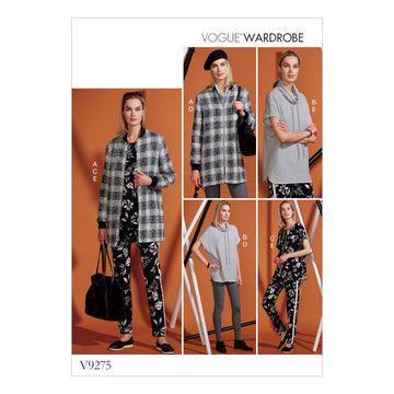 Vogue Misses' Lined Zip Jacket, Knit Tunic, Leggings, and Pants V9275 - Sewing Pattern