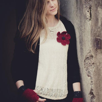 Poppy Rose Brooch and Mitts - Hc09
