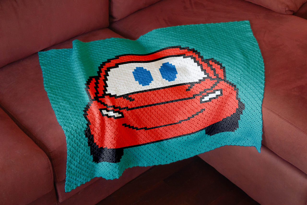 Crochet Pattern C2C Lightning McQueen Blanket Red Car Chart