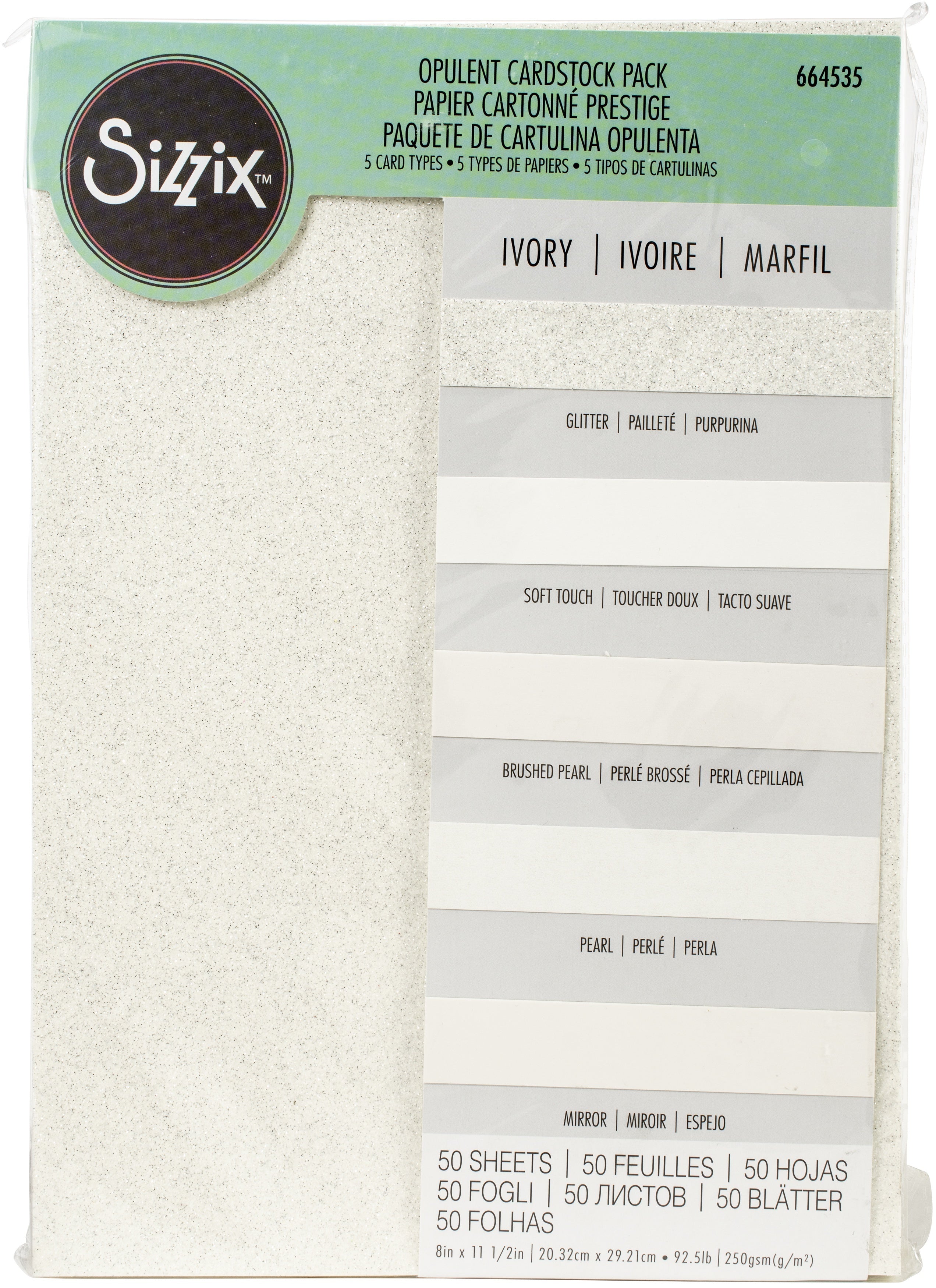 Sizzix Surfacez Opulent Cardstock Pack 8"X11.5" 50/Pkg - Ivory
