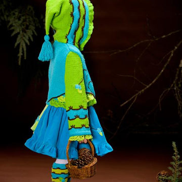 Whimsical Forest. Owl Hand knitted jacket with crochet details