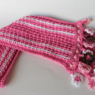 Car or Flower Fringe Textured Crochet Scarf Pattern