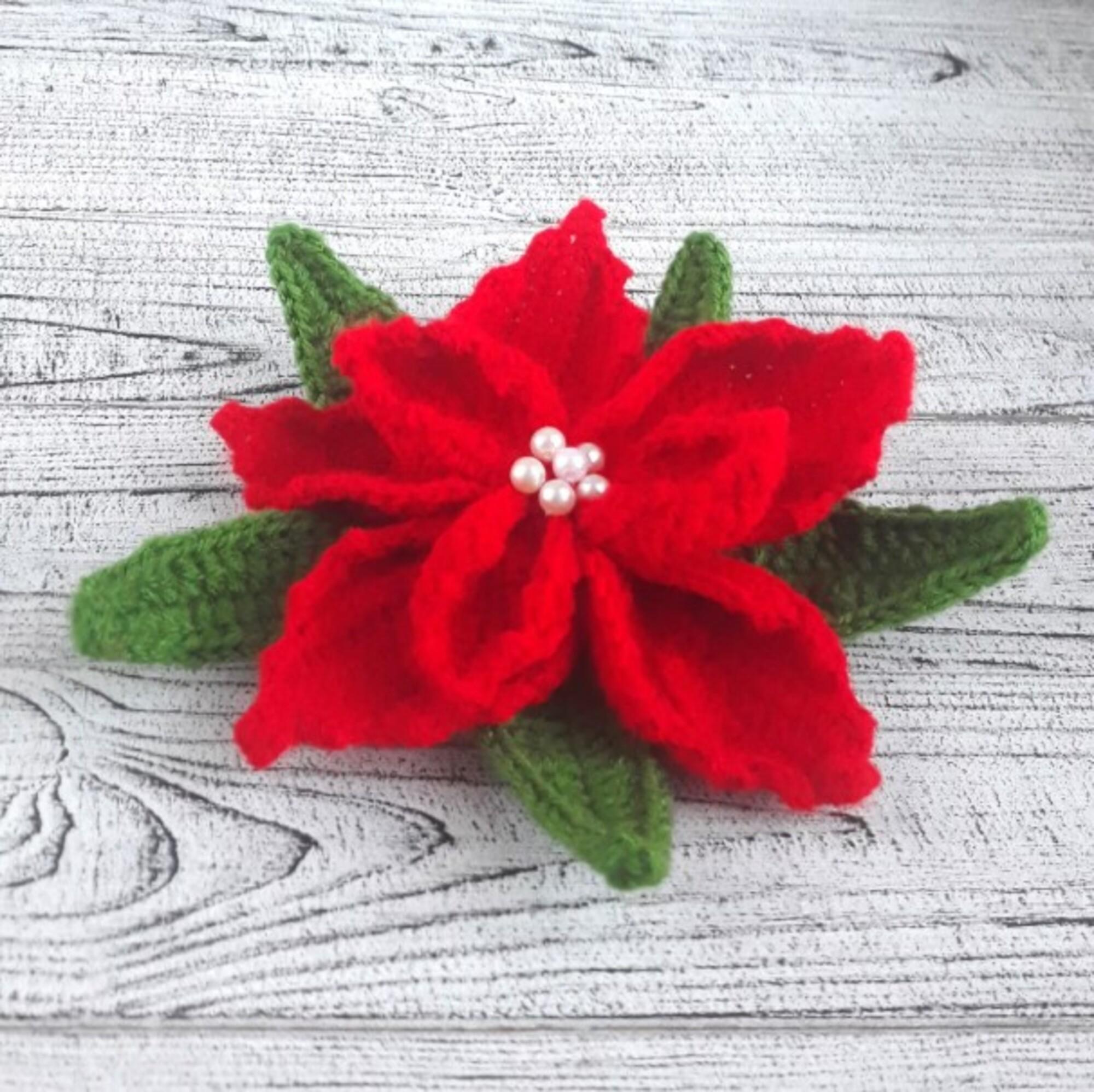Crochet Poinsettia Pattern: Christmas Flower Ornament (PDF Pattern)