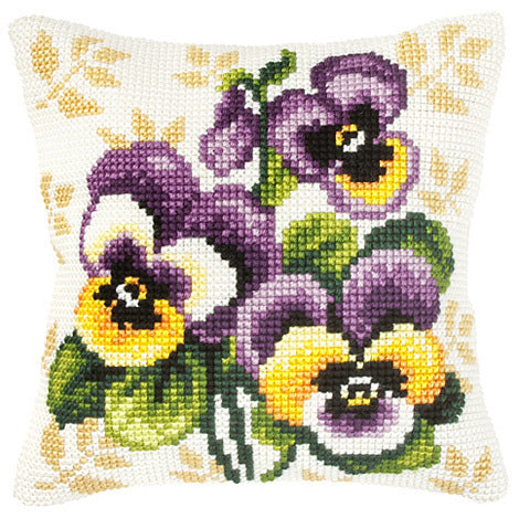 Orchidea Pansy Cushion Front Chunky Cross Stitch Kit - 40cm x 40cm