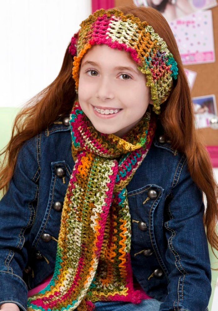 Sock It to Me Scarf & Headband in Red Heart Heart & Sole - LW2399