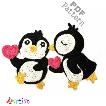 Penguin duo crochet applique pattern
