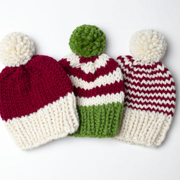 Christmas Hat Collection Santa Beanie Chunky Pompom Baby Children Women