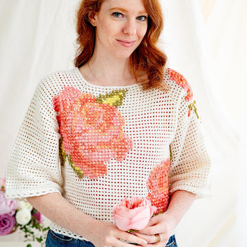 Summer Roses Cross Stitch Top