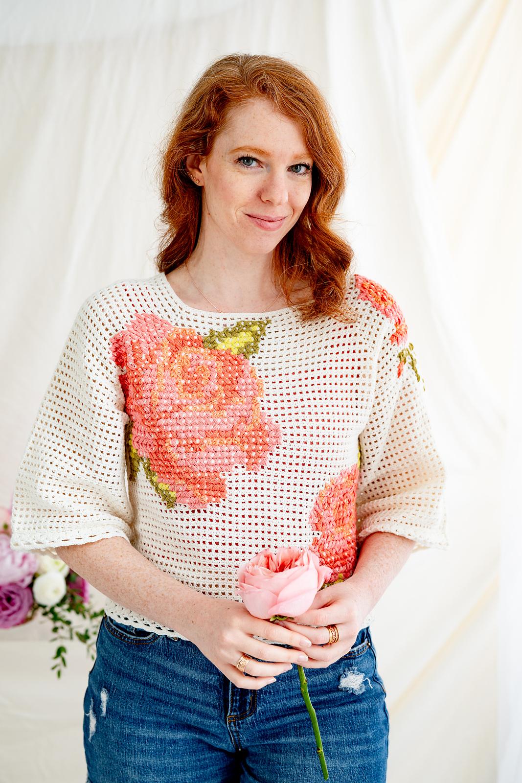 Summer Roses Cross Stitch Top