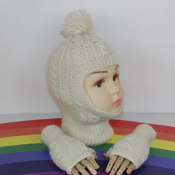 Toddler & Child Aran Cable Balaclava & Fingerless Gloves