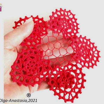 Red table doily