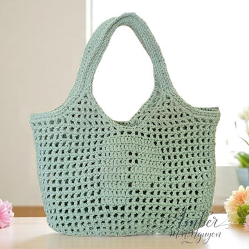 Signature Filet Carryall Crochet Pattern - Customizable Initial Bag - Digital Download