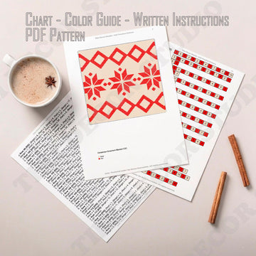 Christmas Blanket X-Mas Ornament Throw Red Graphgan C2C CROCHET PATTERN