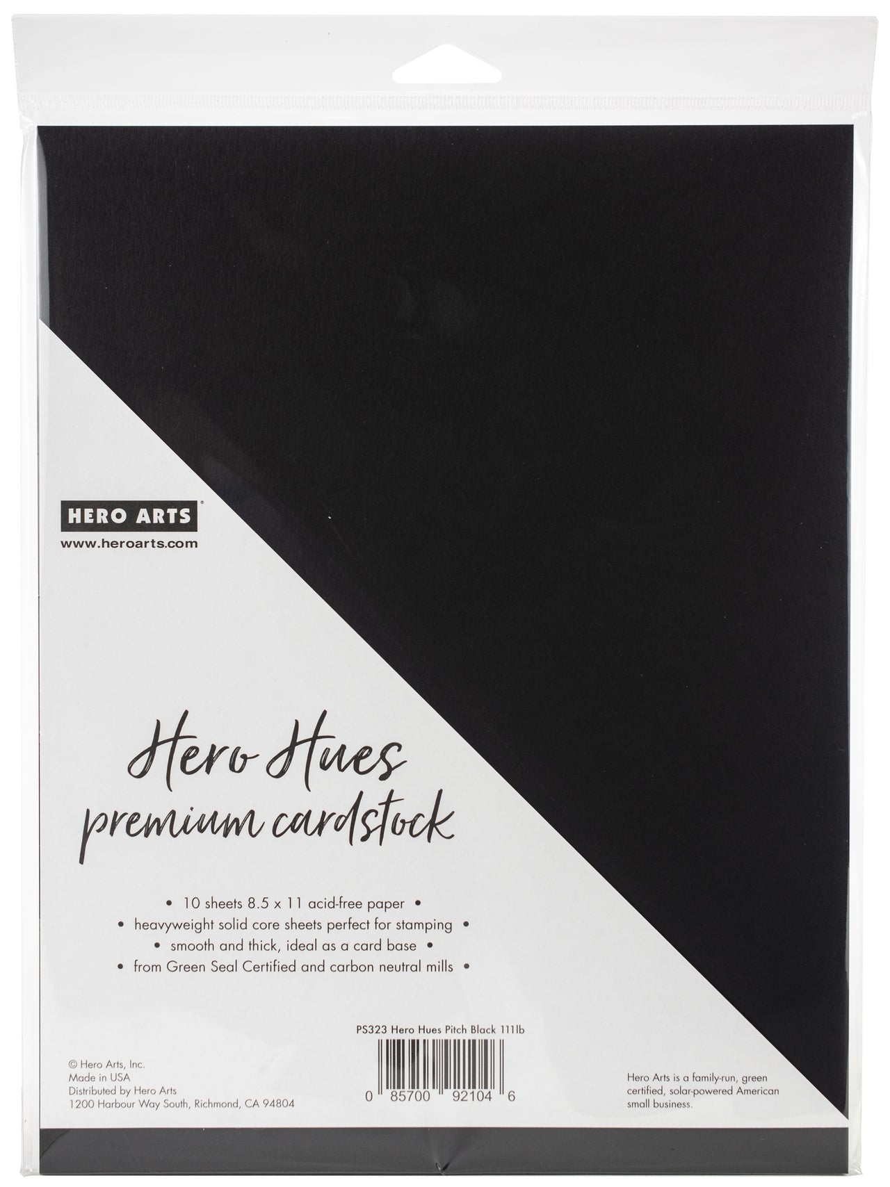 Hero Arts Hero Hues Premium 8.5"X11" Cardstock 10/Pkg - Pitch Black