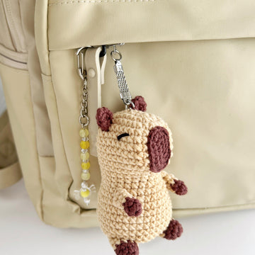 Crochet capybara pattern amigurumi toy Bag charm keyring