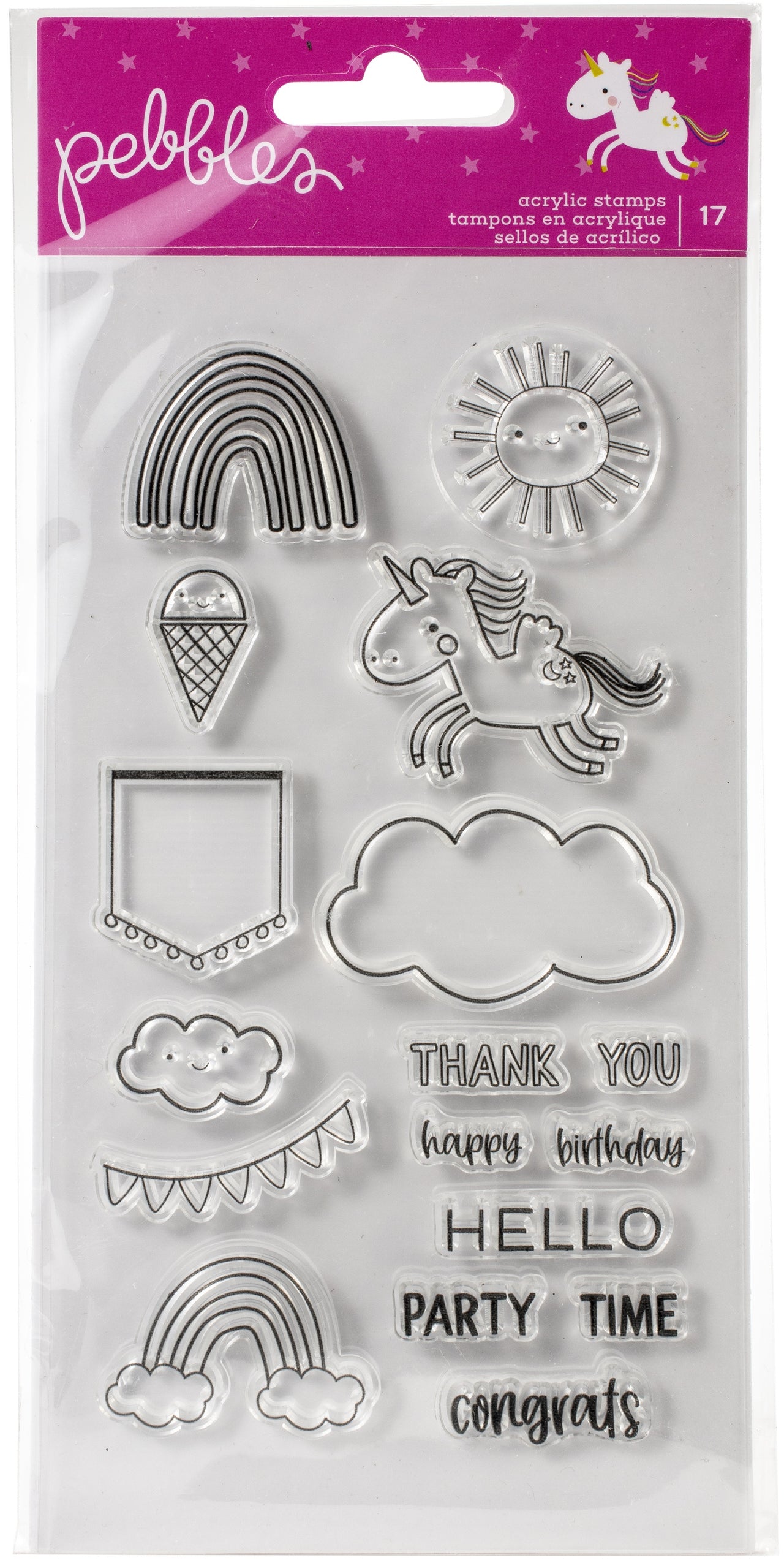 American Crafts Pebbles Live Life Happy Clear Stamps - 622676