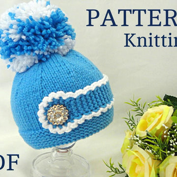 Knitting PATTERN Newborn Girl Winter Hat with Belt
