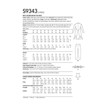 Simplicity Men's Costume and Knit Face Mask S9343 - Sewing Pattern