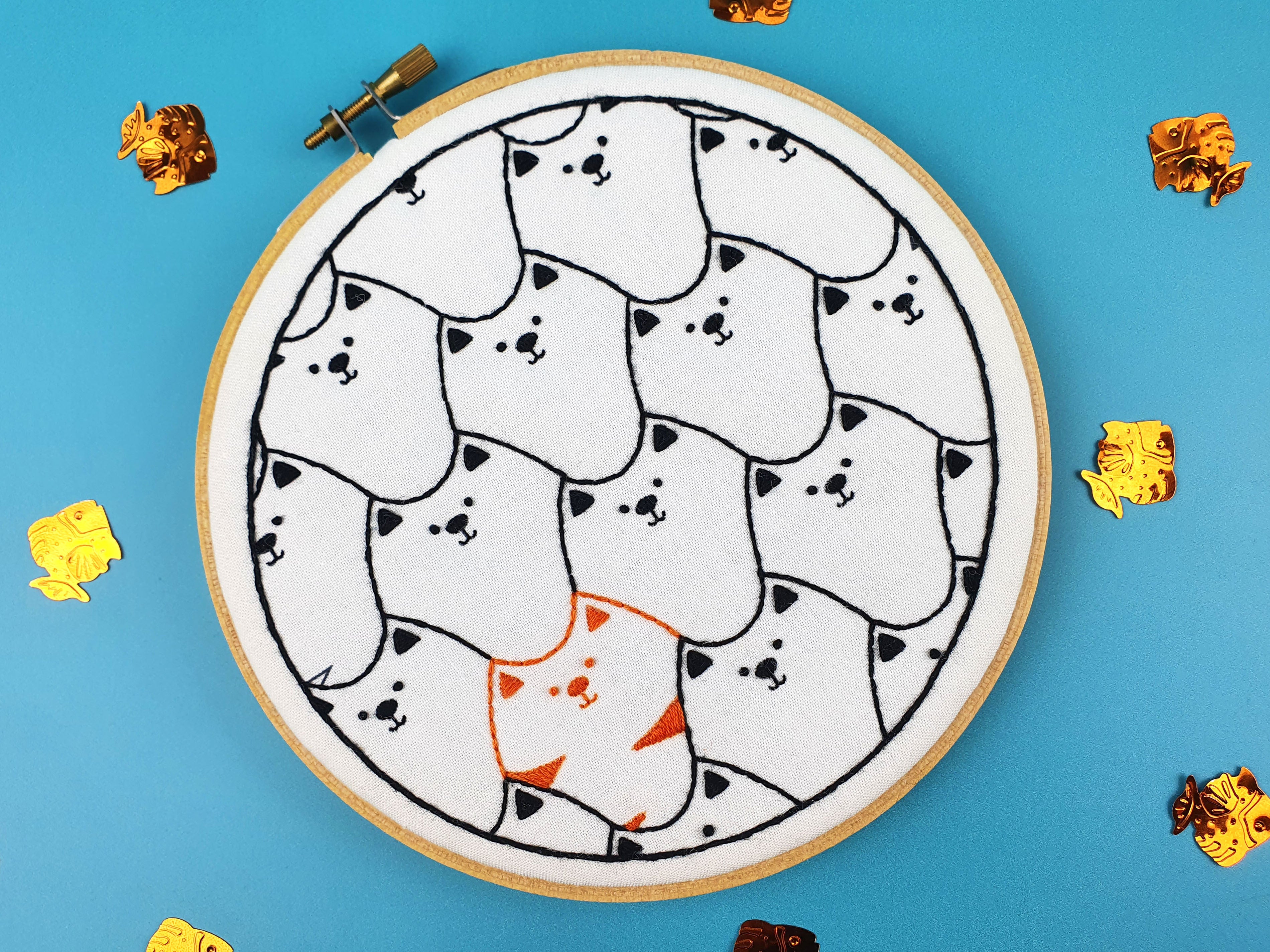 Oh Sew Bootiful Cats Embroidery Pattern Fabric Pack