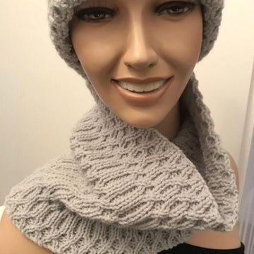 Ladies Mock Cable Hat & Cowl Aran Yarn